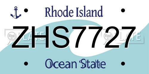 ZHS7727 Rhode Island License Plate