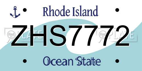ZHS7772 Rhode Island License Plate