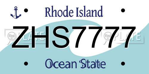 ZHS7777 Rhode Island License Plate