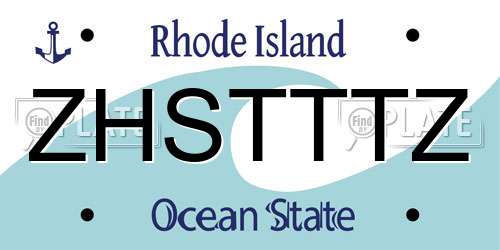 ZHSTTTZ Rhode Island License Plate