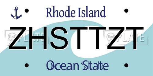 ZHSTTZT Rhode Island License Plate
