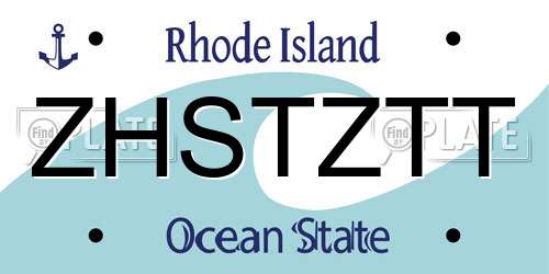 ZHSTZTT Rhode Island License Plate