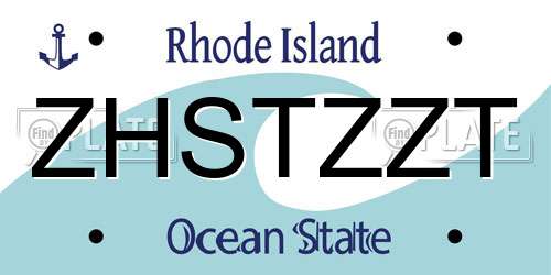 ZHSTZZT Rhode Island License Plate