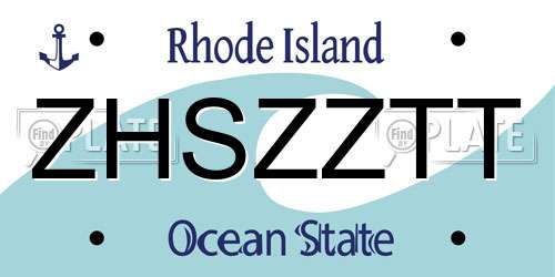 ZHSZZTT Rhode Island License Plate