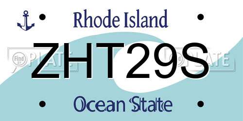 ZHT29S Rhode Island License Plate