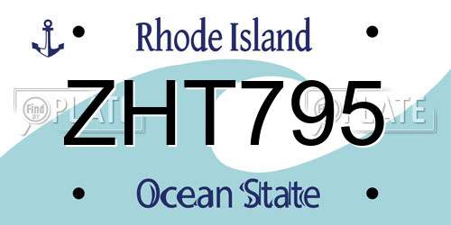 ZHT795 Rhode Island License Plate