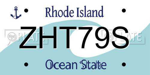 ZHT79S Rhode Island License Plate