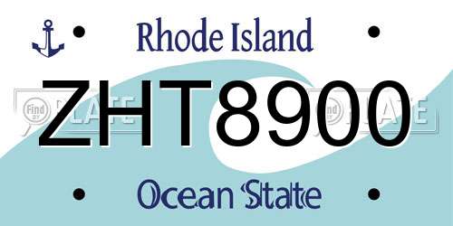 ZHT8900 Rhode Island License Plate