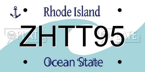 ZHTT95 Rhode Island License Plate