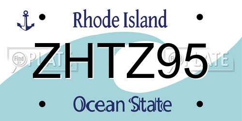 ZHTZ95 Rhode Island License Plate