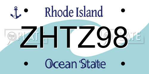 ZHTZ98 Rhode Island License Plate