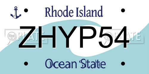 ZHYP54 Rhode Island License Plate