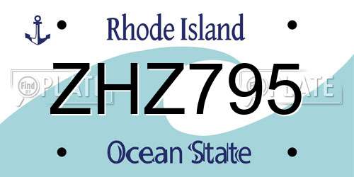 ZHZ795 Rhode Island License Plate