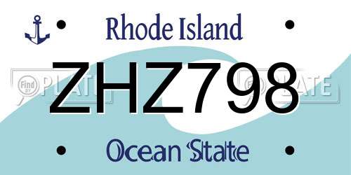 ZHZ798 Rhode Island License Plate