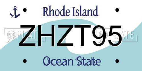 ZHZT95 Rhode Island License Plate