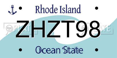 ZHZT98 Rhode Island License Plate
