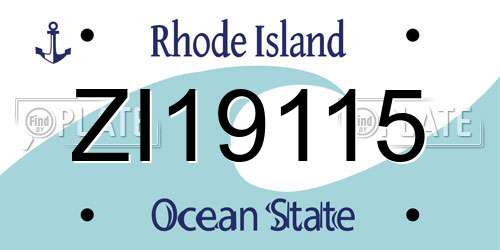 ZI19115 Rhode Island License Plate
