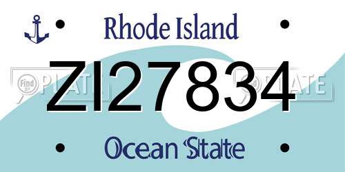 ZI27834 Rhode Island License Plate