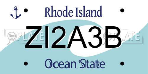 ZI2A3B Rhode Island License Plate