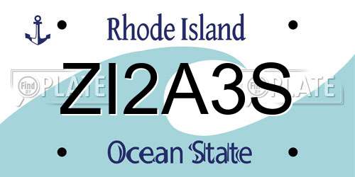 ZI2A3S Rhode Island License Plate