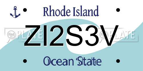 ZI2S3V Rhode Island License Plate
