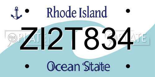 ZI2T834 Rhode Island License Plate