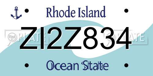 ZI2Z834 Rhode Island License Plate