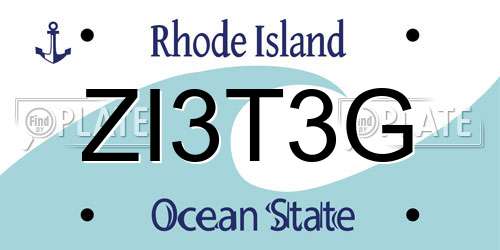 ZI3T3G Rhode Island License Plate