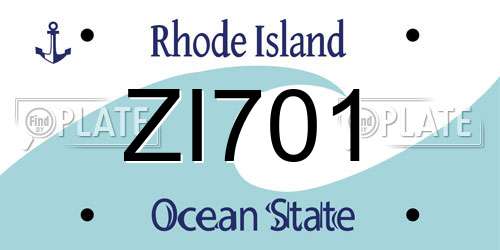 ZI701 Rhode Island License Plate