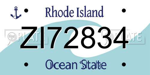 ZI72834 Rhode Island License Plate