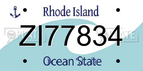 ZI77834 Rhode Island License Plate