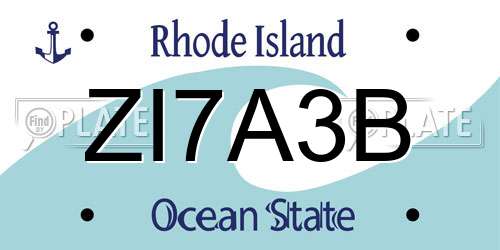 ZI7A3B Rhode Island License Plate