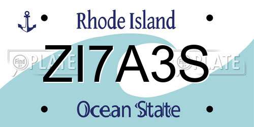 ZI7A3S Rhode Island License Plate