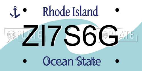 ZI7S6G Rhode Island License Plate