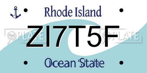 ZI7T5F Rhode Island License Plate