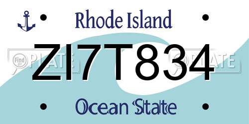 ZI7T834 Rhode Island License Plate