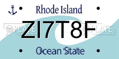 ZI7T8F Rhode Island License Plate