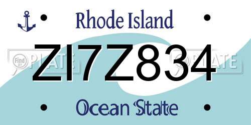 ZI7Z834 Rhode Island License Plate