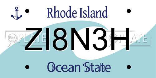 ZI8N3H Rhode Island License Plate