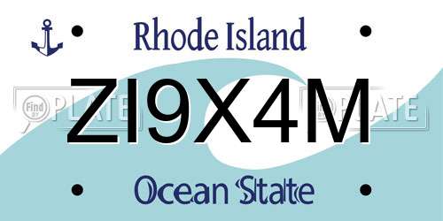 ZI9X4M Rhode Island License Plate