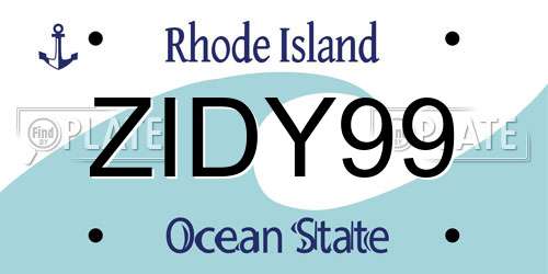 ZIDY99 Rhode Island License Plate