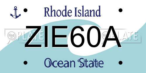 ZIE60A Rhode Island License Plate
