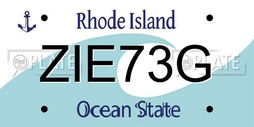 ZIE73G Rhode Island License Plate