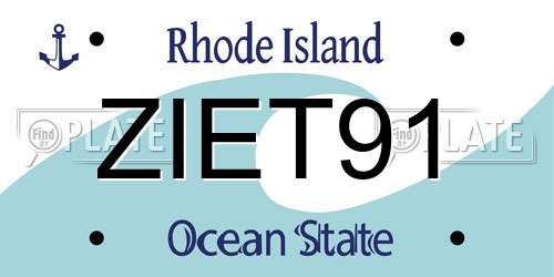 ZIET91 Rhode Island License Plate