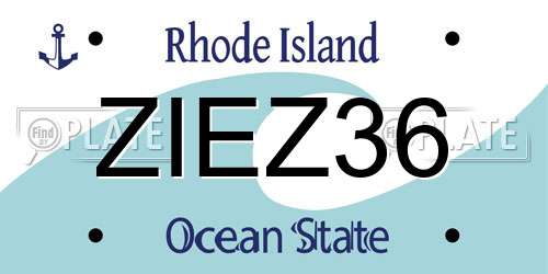 ZIEZ36 Rhode Island License Plate