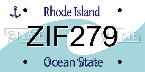 ZIF279 Rhode Island License Plate