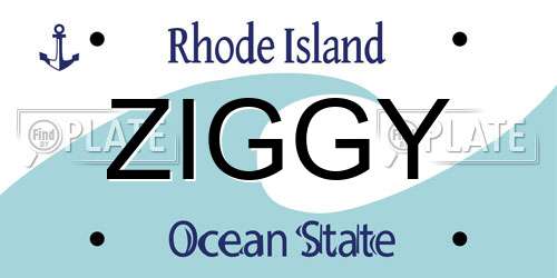ZIGGY Rhode Island License Plate