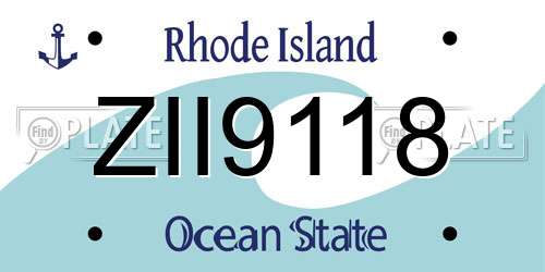 ZII9118 Rhode Island License Plate