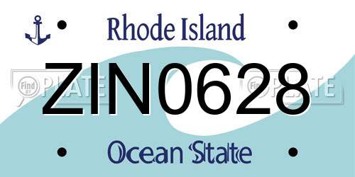 ZIN0628 Rhode Island License Plate