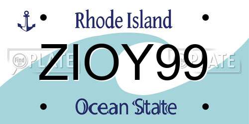 ZIOY99 Rhode Island License Plate